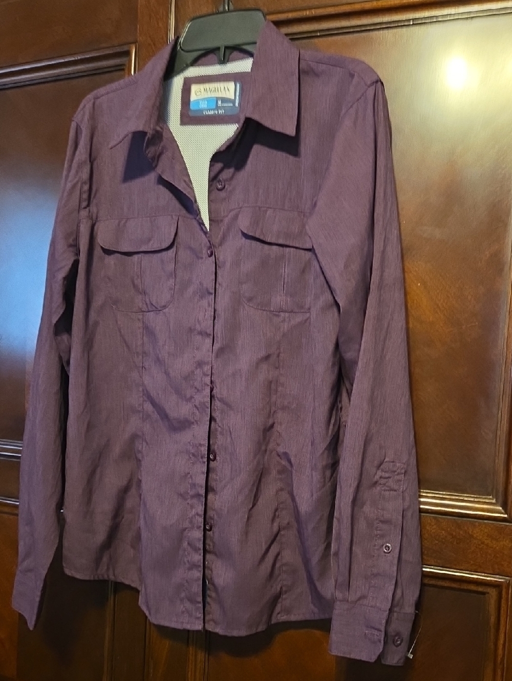 Magellan Outdoors Purple Button-Up Long Sleeve Women's Shirt